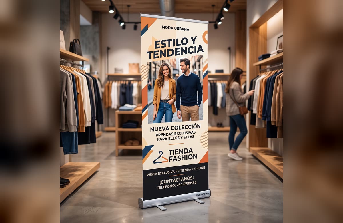 Roll up impreso para una tienda de ropa