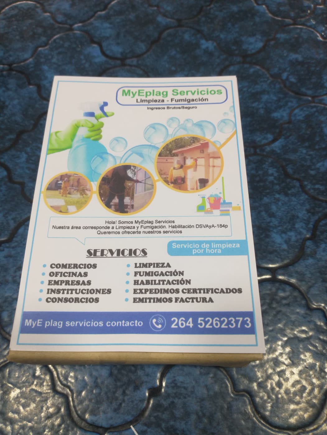 Folletos de una empresa de limpieza y fumigacion
